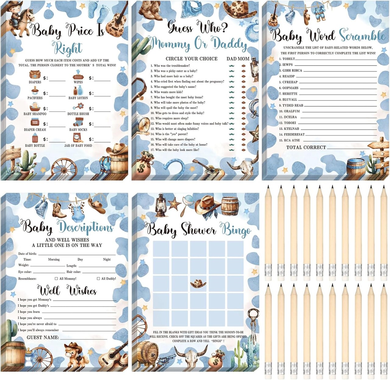 145 Pieces Baby Shower Games Supplies 5 Sets Baby Shower Games Activities Cards